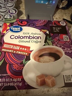 NWT Great Value 100% Arabica Colombian Ground Coffee - Purple Packaging